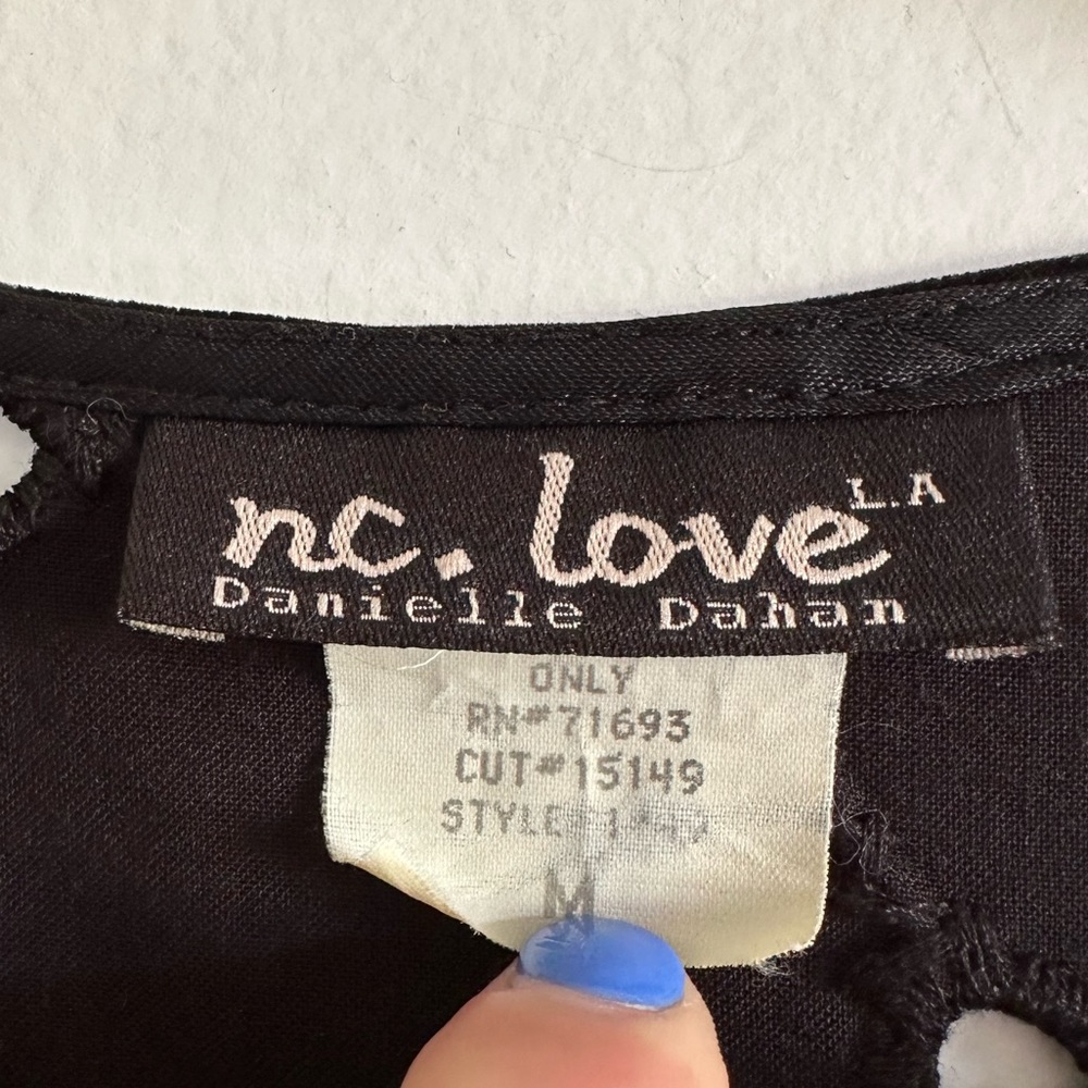 Vintage 90s Black Nc. Love Danielle Dahan Velour Mini Dress Size Medium EUC - Picture 9 of 10